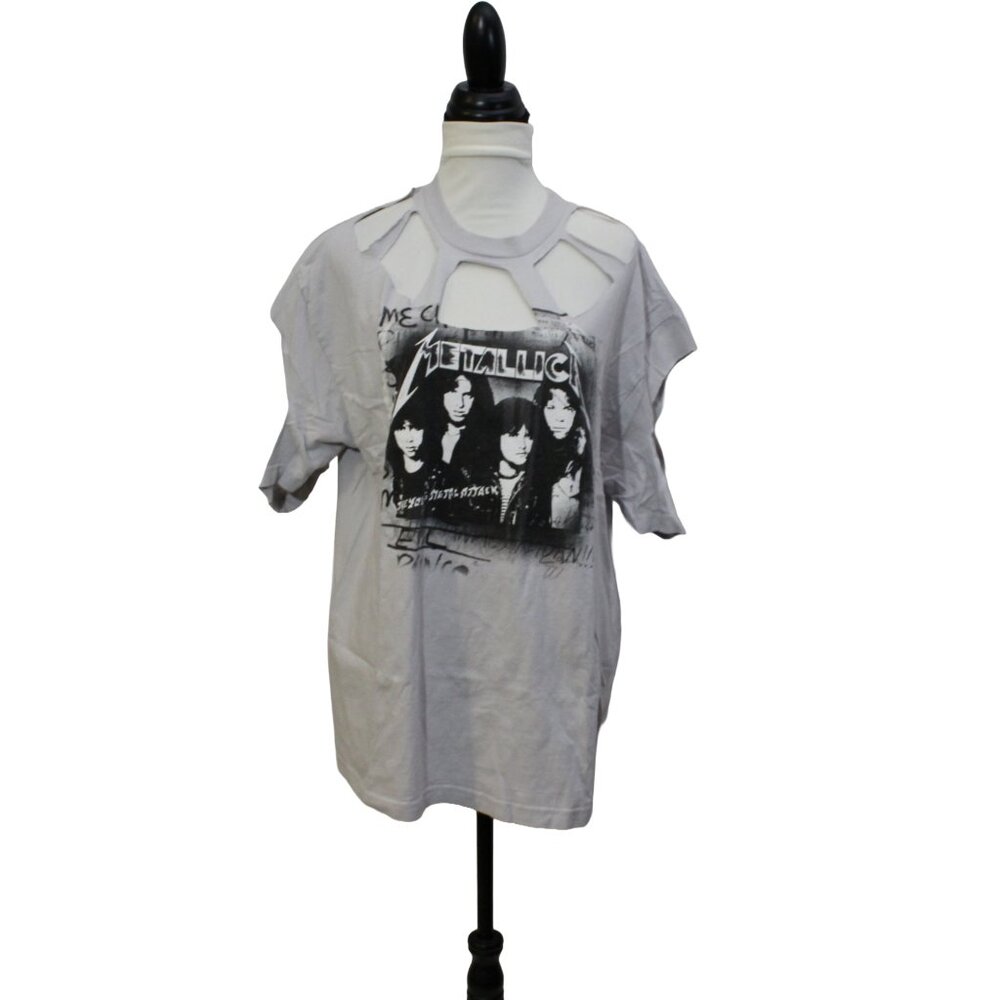 Vintage Metallica Distressed Cut Out Grunge Tee XL
